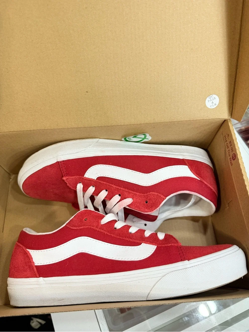 Vans Red Suede Low-Top Sneakers with White Stripe